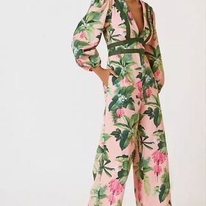 NWT Farm Rio X Anthropologie Deep V Jumpsuit